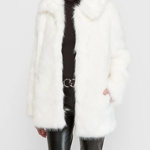 Express Faux Fur White/Ivory Coat Size Small
